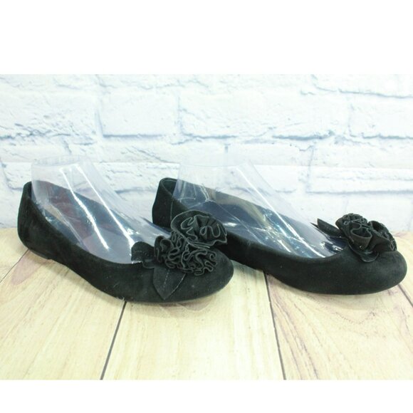 BOC Born Black Suede Slip-on Flower Top Casual Ballet Flat Shoes Size 9 M - Picture 3 of 10